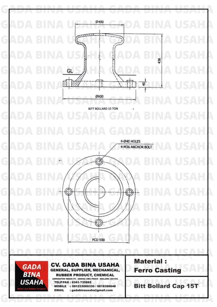 Spesifikasi Bitt Bollard Cap. 15 Ton