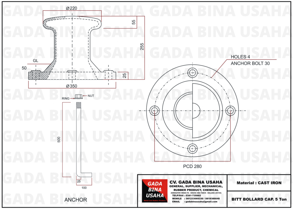 Jual Bitt Bollard 5 Ton Berkualitas dari Gada Bina Usaha