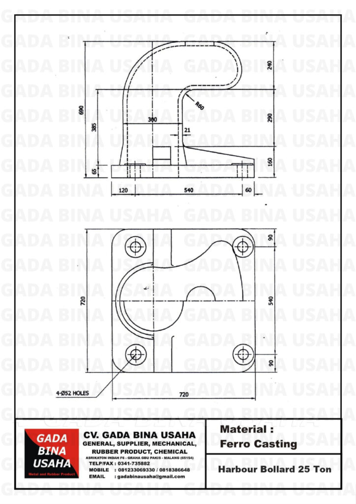 Spesifikasi Curve Bollard Cap. 25 Ton