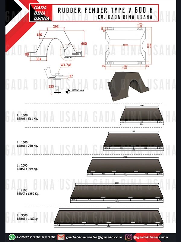 Spesifikasi Rubber Fender V 600 H