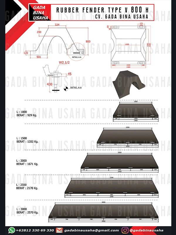 Spesifikasi Rubber Fender V 800 H